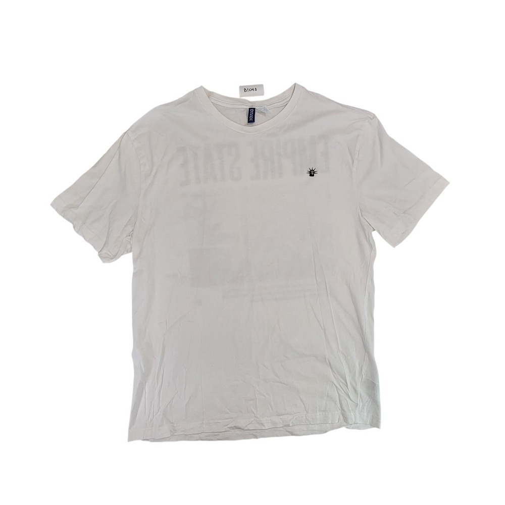 H&M Mens Empire State Graphic T Shirt White Large